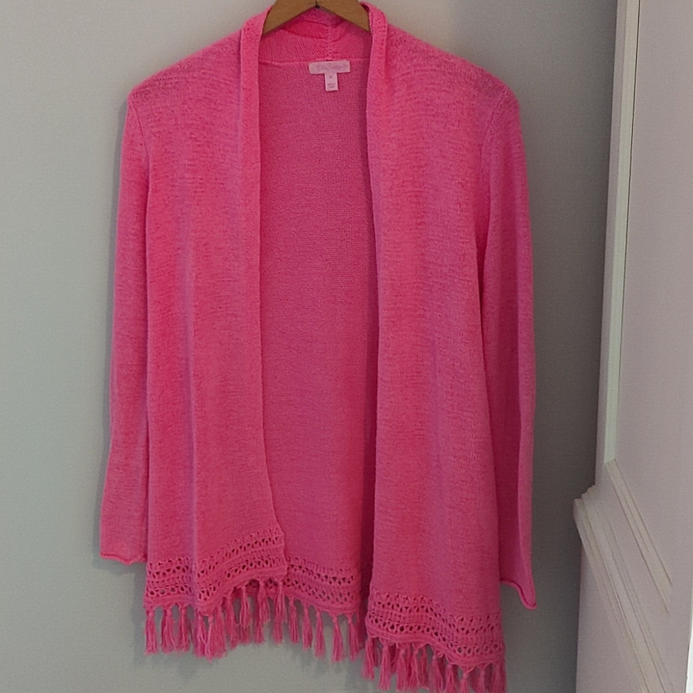 Lilly Pulitzer pink lightweight cardigan sweater